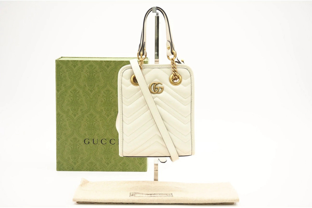Gucci GG Marmont leather quilted bag shoulder White
